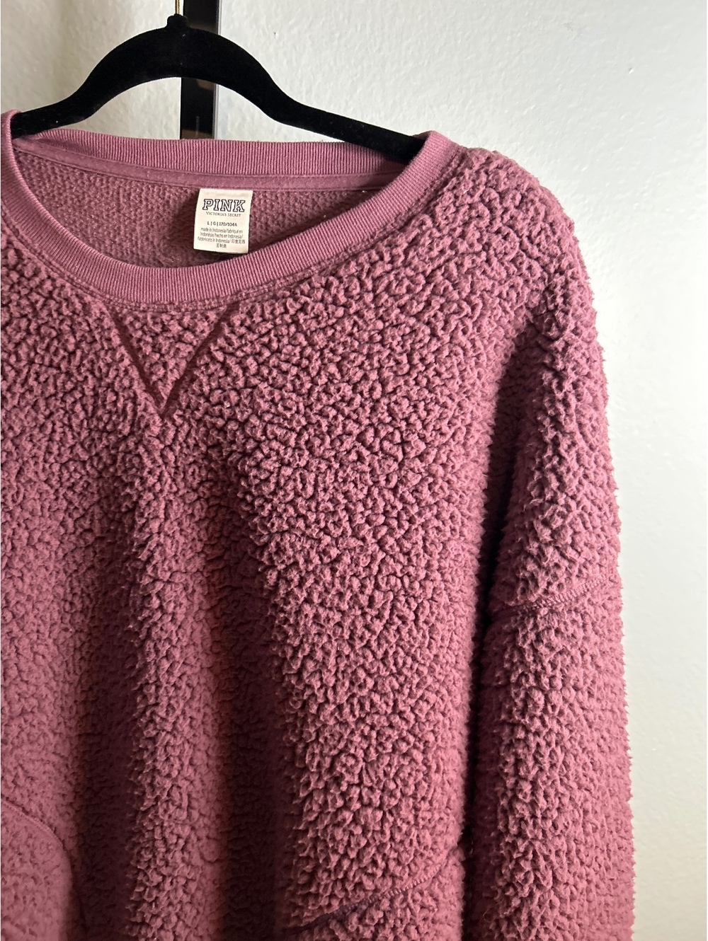 PINK Victoria's Secret Large Mauve Sherpa Fleece Sweatshirt